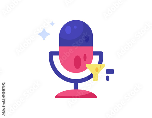 voice filter concept. voice changer. filtering noise from noise. illustration of microphone and filter symbol. flat style design. element