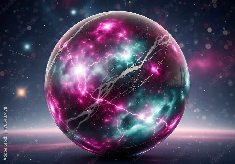 Fototapeta premium Cosmic egg orb reflecting nebula and stars in deep space