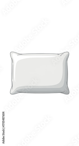 A simple white pillow on a white background.