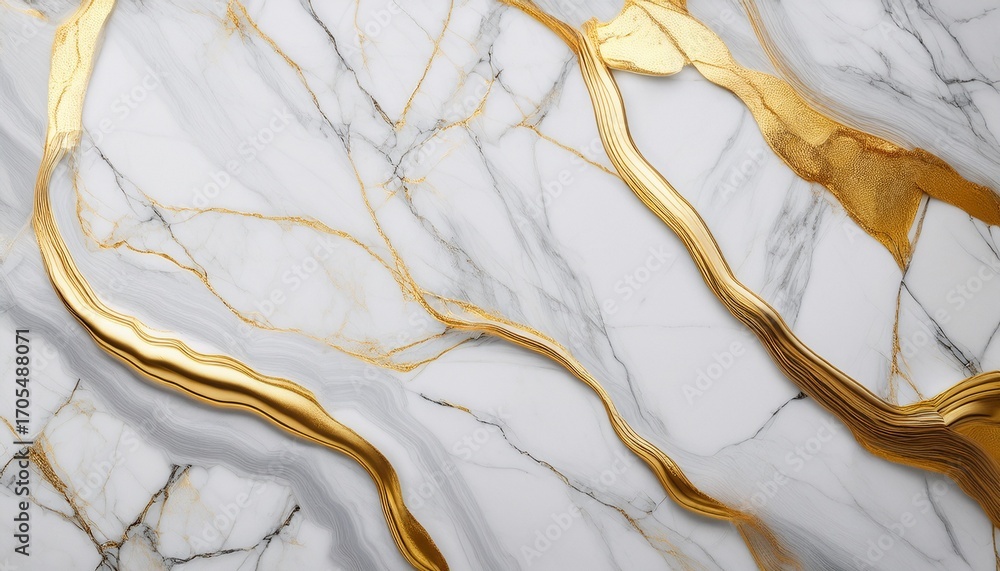 Fototapeta premium Elegant White Marble Background With Golden Veins For Design