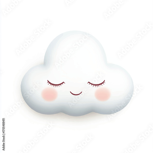 Adorable cloud night light with closed eyes and rosy cheeks for a nursery