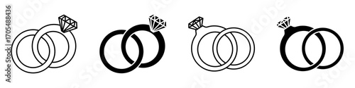 Wedding ring icons vectors for apps and web.