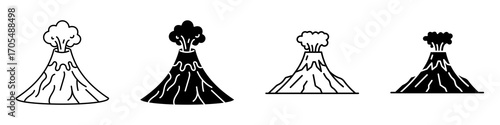 Volcano icons vectors for apps and web.