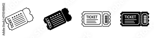 Ticket stub icons vectors for apps and web.