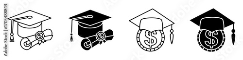 Scholarship icons vectors for apps and web.
