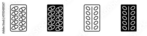 Pill blister pack icons vectors for apps and web.