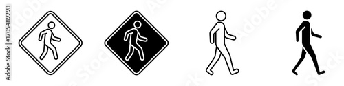 Pedestrian icons vectors for apps and web.