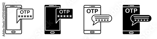Otp sms password icons vectors for apps and web.