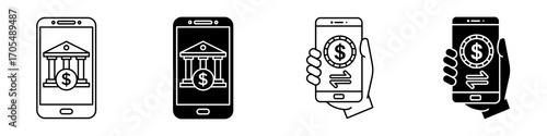 Mobile banking icons vectors for apps and web.
