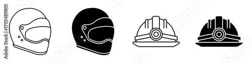 Helmet icons vectors for apps and web.