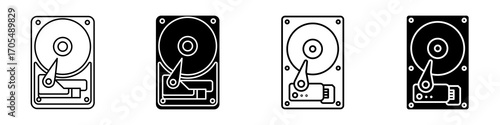 Hard drive icons vectors for apps and web.