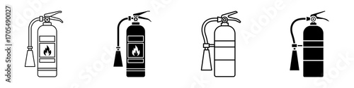 Fire extinguisher icons vectors for apps and web.