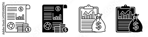 Financial report icons vectors for apps and web.
