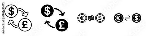 Exchange rate icons vectors for apps and web.