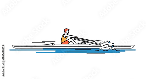 Single Person Rowing Boat Sport.