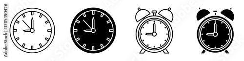 Clock icons vectors for apps and web.