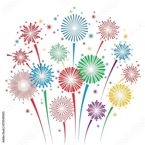 Colorful Fireworks Display Celebration Background.