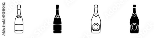 Champagne bottle icons vectors for apps and web.