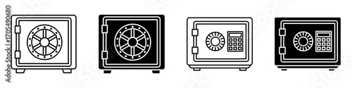 Bank vault icons vectors for apps and web.