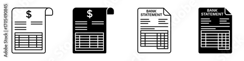Bank statement icons vectors for apps and web.