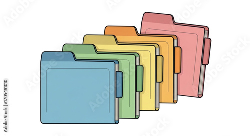 Colorful Folders Organized in a Row.