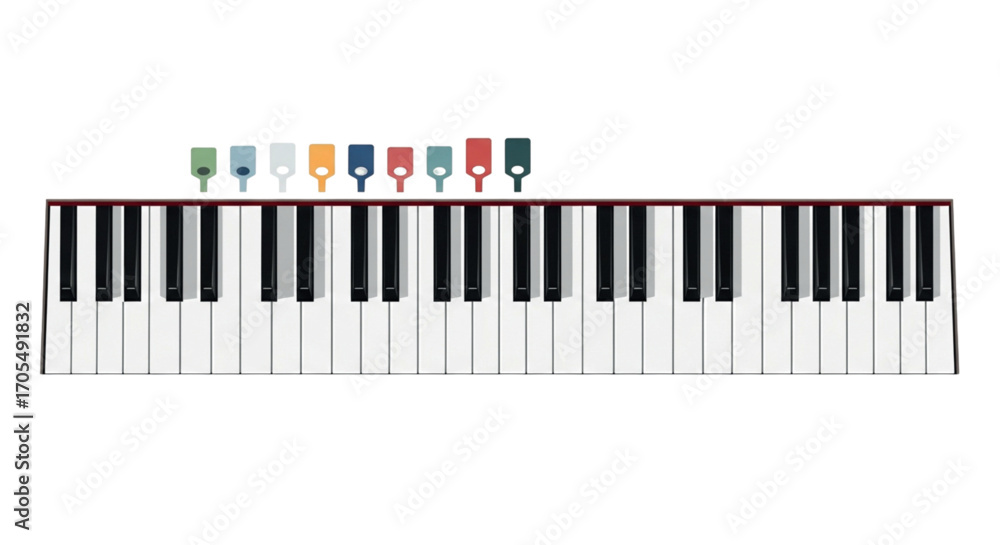 Fototapeta premium Colorful Piano Keys with Musical Notes.