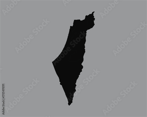 Black and white simplified map of Israel