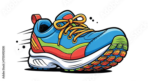 Colorful Running Shoe in Motion.
