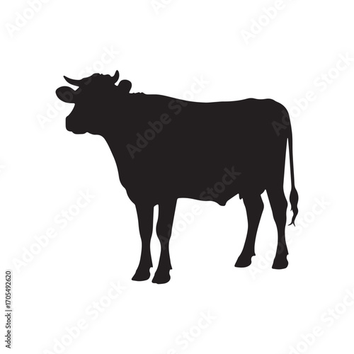 cow black fill silhouette vector on white background.