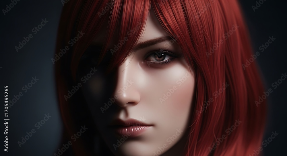 Naklejka premium Close-up Portrait of a Woman with Red Hair.