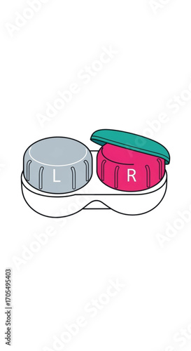 Contact Lens Case with L and R Labels.