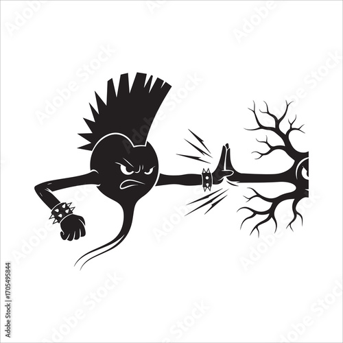Vector art of a punk neuron giving a high five