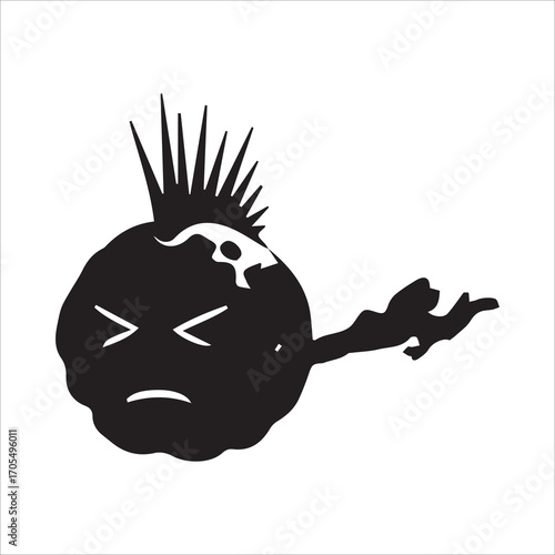 Illustration of a punk rock earth in black color
