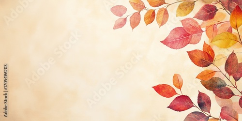 Autumn watercolor illustration. A frame of leaves on an abstract background, copy space. 