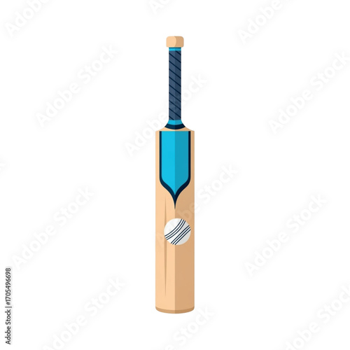 Cricket Bat and Ball Illustration.