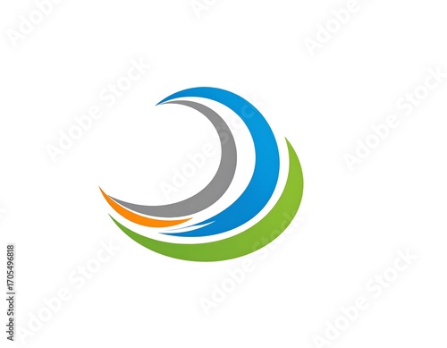 Abstract crescent logo with flowing colors