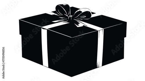 Elegant Gift Box Silhouette Vector in Black Color for Stunning Presentations
