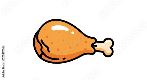 Crispy Fried Chicken Leg Drumstick Cartoon.