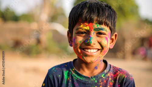 Joyful child with colorful face paint