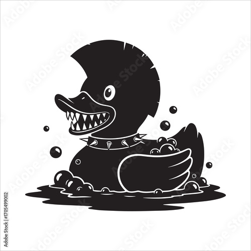Vector art of punk rubber duck illustration, funny and edgy