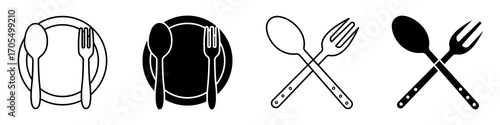 Spoon and fork icon vectors for apps and web.