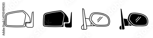 Side mirror icon vectors for apps and web.