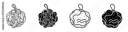 Shower sponge ball icon vectors for apps and web.