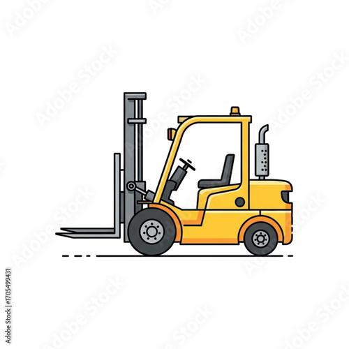 Yellow Forklift Truck Illustration.