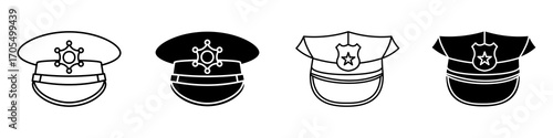 Police cap icon vectors for apps and web.