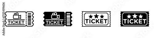 Movie ticket icon vectors for apps and web.