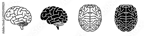 Human brain icon vectors for apps and web.