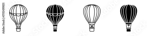 Hot air balloon icon vectors for apps and web.