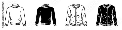 Female sweater icon vectors for apps and web.