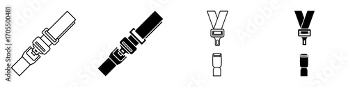 Car seat belt icon vectors for apps and web.